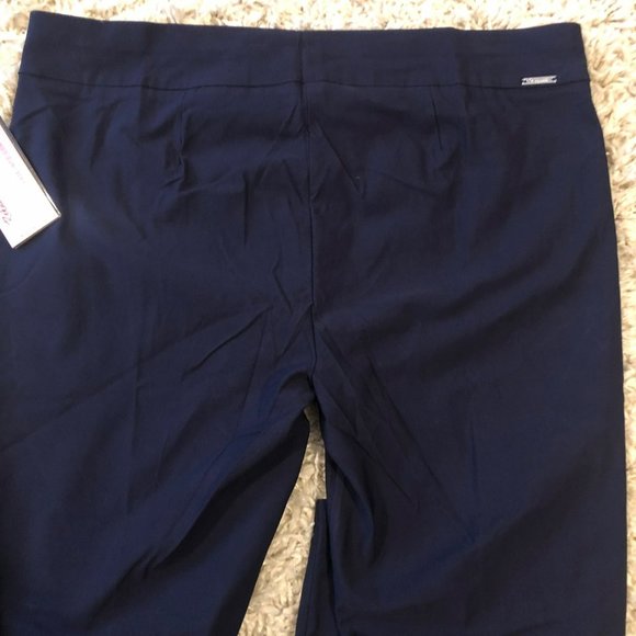NWT Rekucci Curvy Woman Plus Sz Straight Cut Pant w/Tummy Control Panel Navy Sz - Picture 4 of 6